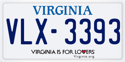 VA license plate VLX3393