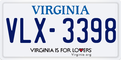 VA license plate VLX3398