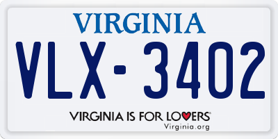 VA license plate VLX3402