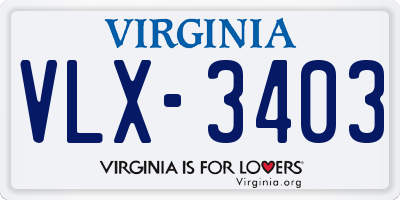 VA license plate VLX3403