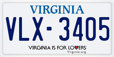 VA license plate VLX3405