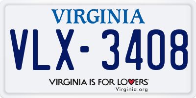 VA license plate VLX3408