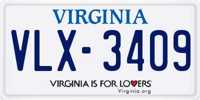 VA license plate VLX3409