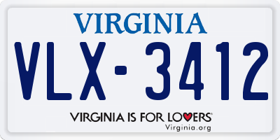 VA license plate VLX3412