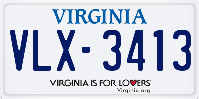 VA license plate VLX3413