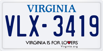 VA license plate VLX3419