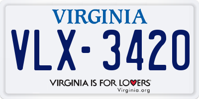 VA license plate VLX3420