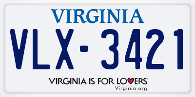 VA license plate VLX3421