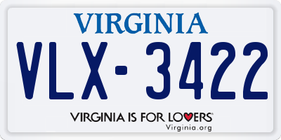 VA license plate VLX3422