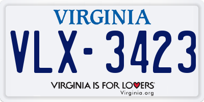 VA license plate VLX3423