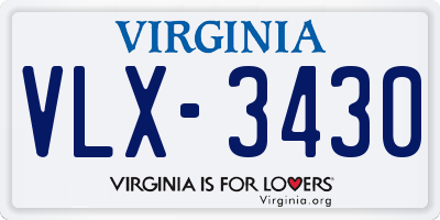 VA license plate VLX3430