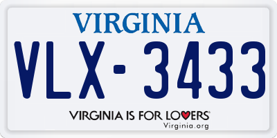 VA license plate VLX3433