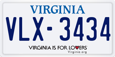 VA license plate VLX3434