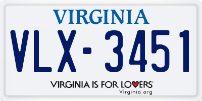 VA license plate VLX3451