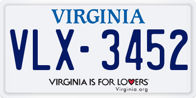 VA license plate VLX3452