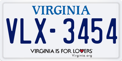 VA license plate VLX3454