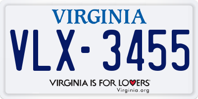 VA license plate VLX3455