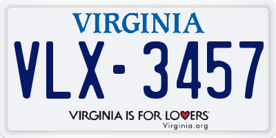 VA license plate VLX3457