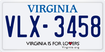 VA license plate VLX3458