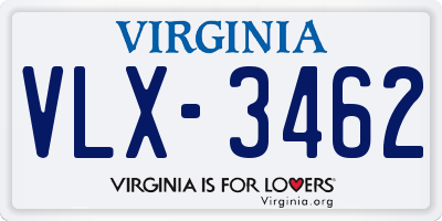 VA license plate VLX3462