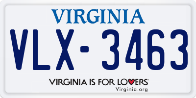 VA license plate VLX3463