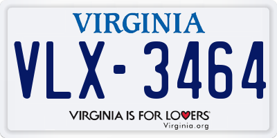 VA license plate VLX3464