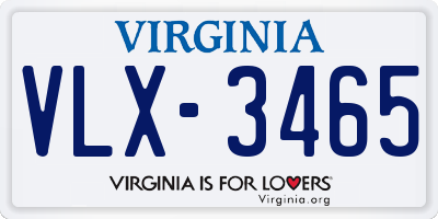 VA license plate VLX3465