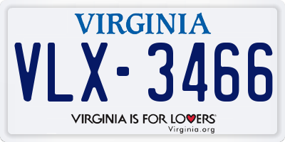 VA license plate VLX3466