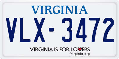 VA license plate VLX3472