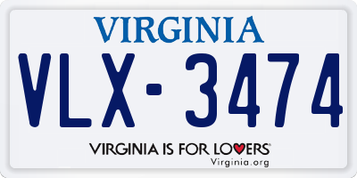 VA license plate VLX3474