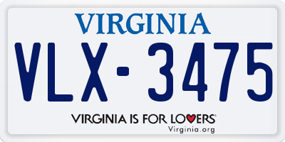 VA license plate VLX3475