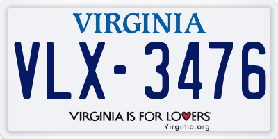 VA license plate VLX3476