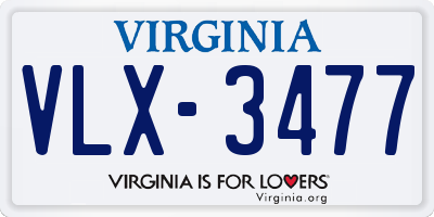 VA license plate VLX3477