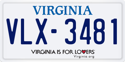 VA license plate VLX3481