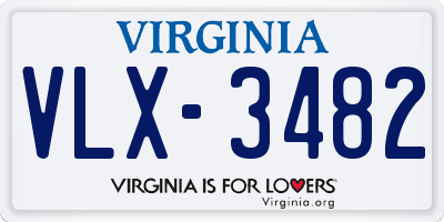 VA license plate VLX3482