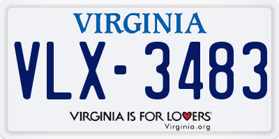 VA license plate VLX3483