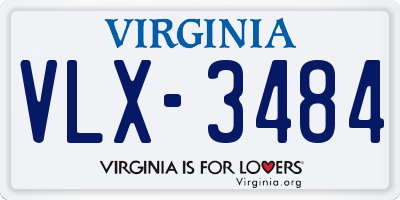 VA license plate VLX3484