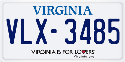 VA license plate VLX3485