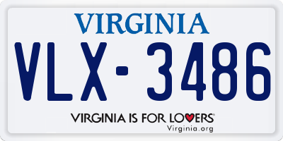 VA license plate VLX3486