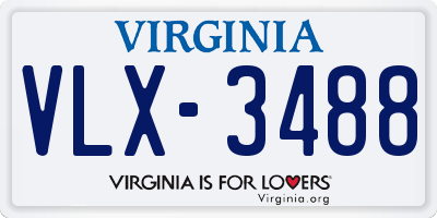 VA license plate VLX3488