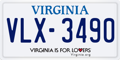 VA license plate VLX3490