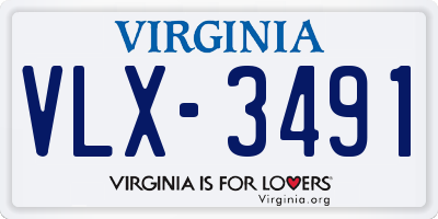 VA license plate VLX3491