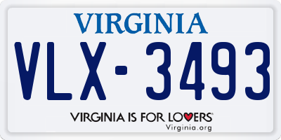 VA license plate VLX3493