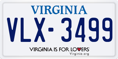 VA license plate VLX3499