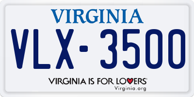 VA license plate VLX3500