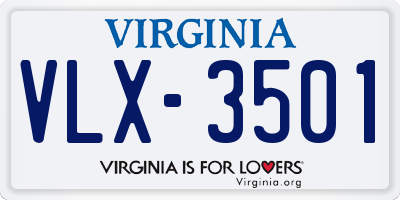 VA license plate VLX3501