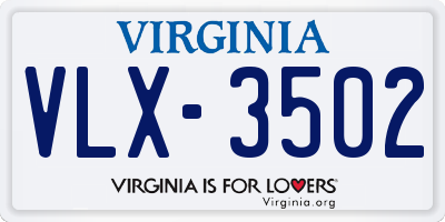 VA license plate VLX3502