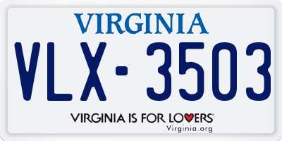 VA license plate VLX3503