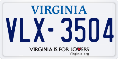 VA license plate VLX3504