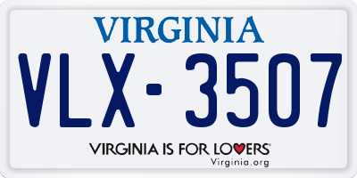 VA license plate VLX3507